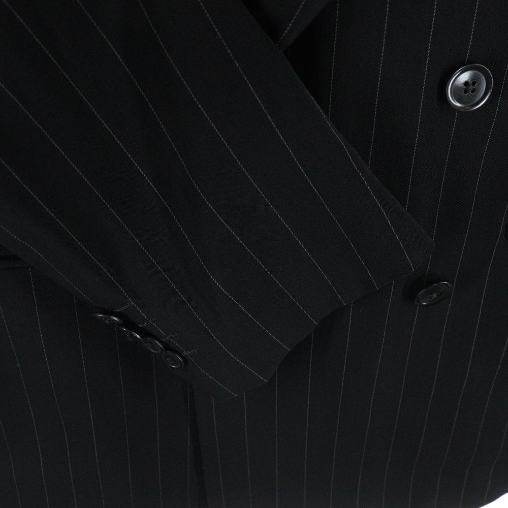 ARMANI COLLEZIONI(アルマーニ コレツィオーニ) ダブルポケット ピークドラペル ピンストライプ柄 テーラードジャケット ブラック 2B63CB