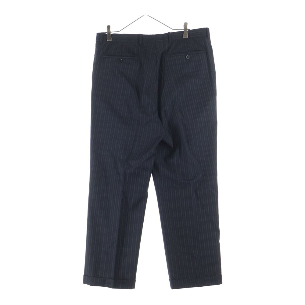 ARMANI COLLEZIONI(アルマーニ コレツィオーニ) ダブルポケット ピークドラペル ストライプ柄 テーラードジャケット 1タック ジップアップ スラックスパンツ セットアップ ブラック 2B55CF/2B55CF