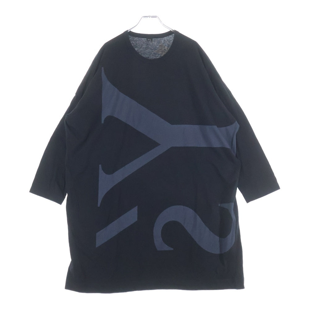 Y's(ワイズ) 18SS 反転箔 ロゴプリントデザイン コットン ワンピース レディース ブラック YE-T19-676