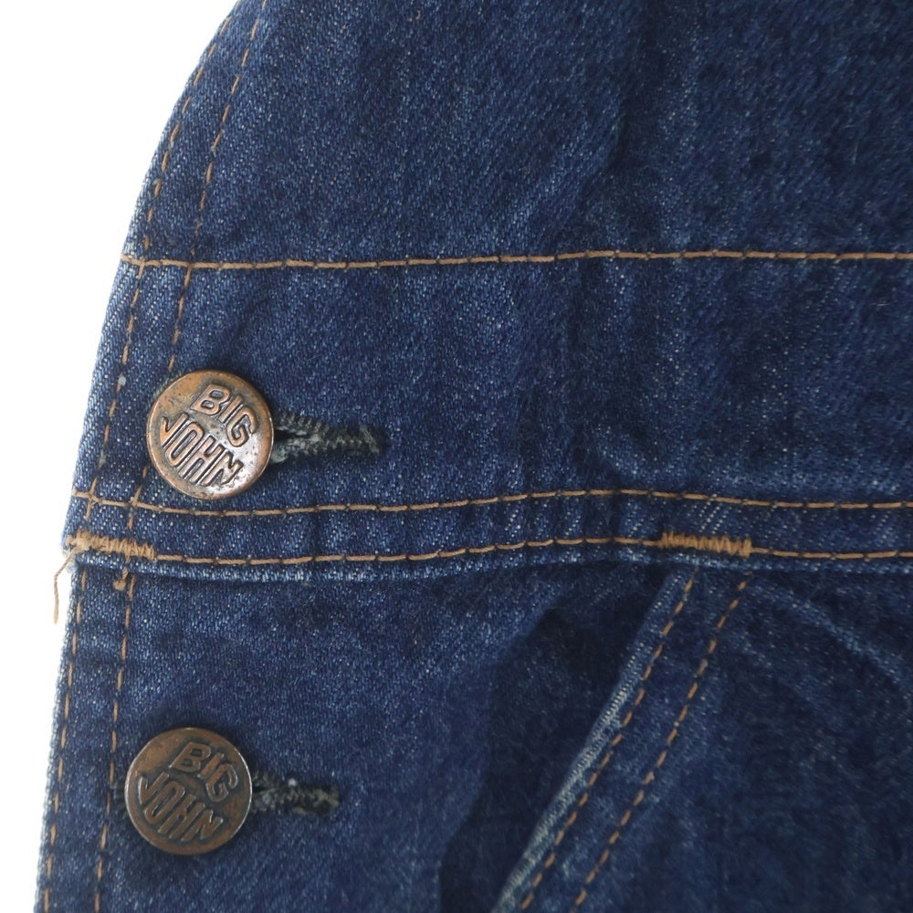 BIG JOHN(ビッグジョン) ロゴパッチ マルチポケット デニムオーバーオール ツナギ インディゴ 02320