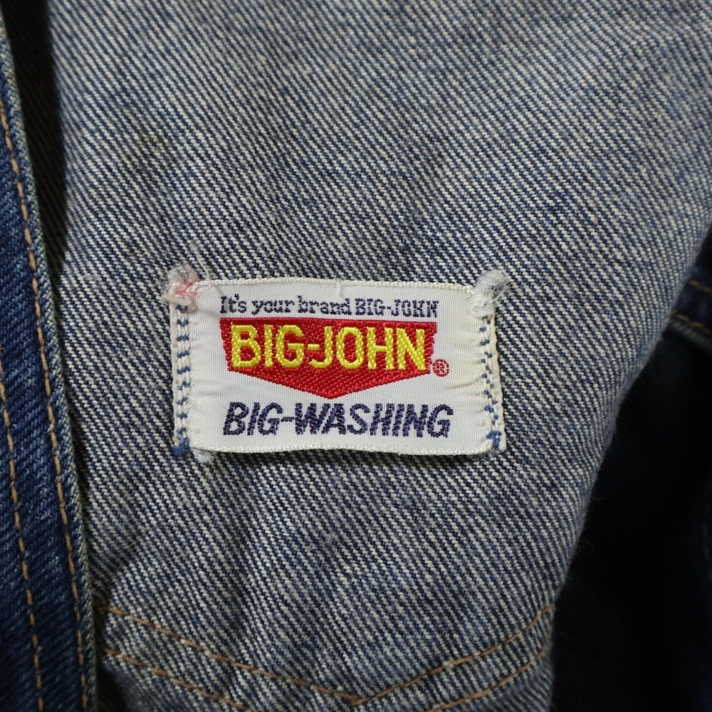 BIG JOHN(ビッグジョン) ロゴパッチ マルチポケット デニムオーバーオール ツナギ インディゴ 02212