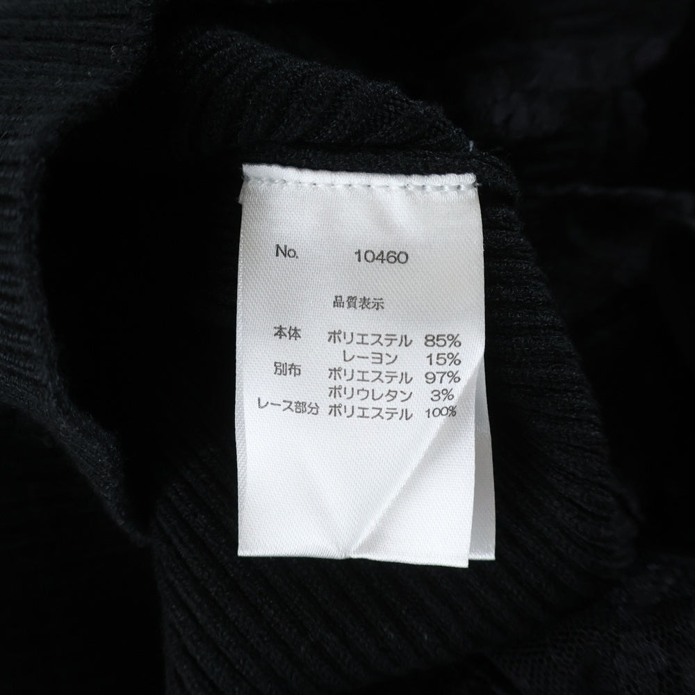 NO BRAND(ノーブランド) M me eme エムミーエメ Back ribbon rib knit tops バックリボン リブニット トップス ブラック レディース 10460