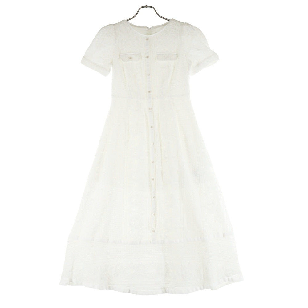 Her lip to(ハーリップトゥ) Her lip to ハーリップトゥ Le Royal Monceau Lake Dress ル ロイヤル モンソー レース装飾 半袖ロングワンピース ホワイト レディース 1251305122