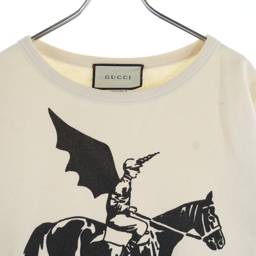 GUCCI(グッチ) 19SS ウイングジョッキー フロントプリント クルーネックスウェット トレーナー ホワイト 475532 XJAKP