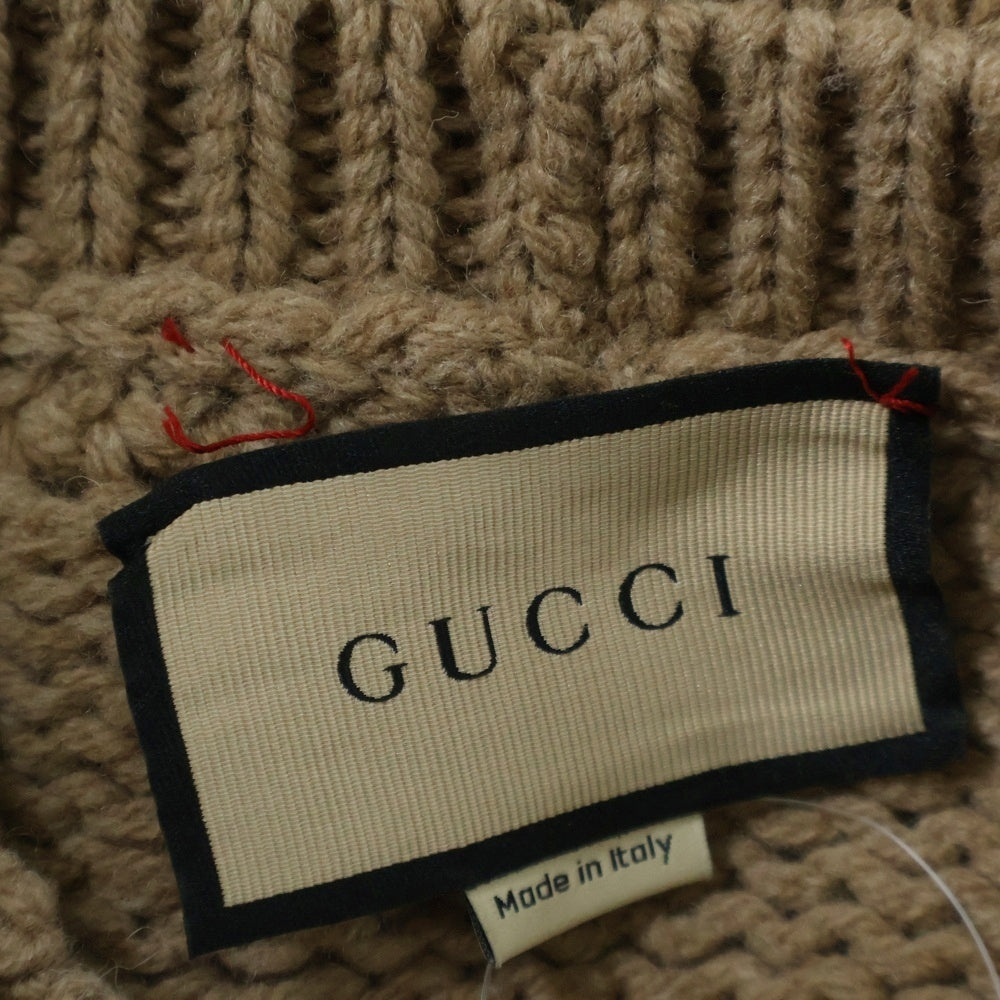 GUCCI(グッチ) INTARSIA KNIT LOGO WOOL JUMPER インタルシア ロゴ ウールニットスウェット セーター ブラウン 761539 XKDK4