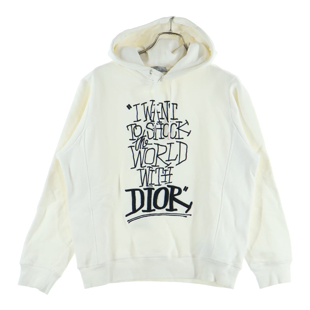 Christian Dior(クリスチャンディオール) 20AW ×SHAWN STUSSY SHOCK THE WORLD HOODIE ショーンストゥーシー ショックザワールド フロントエンブロイダリー パーカー スウェット 033J646A0531