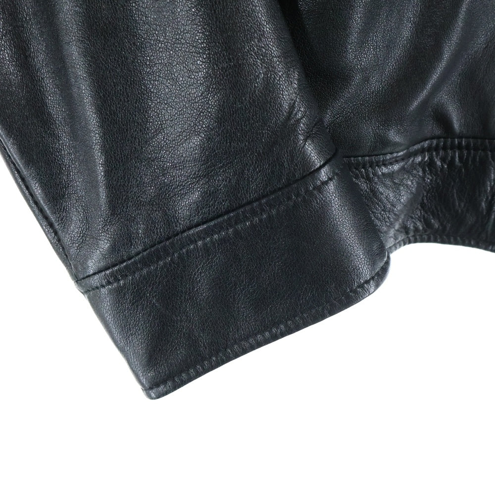 DOLCE & GABBANA(ドルチェアンドガッバーナ) ラムレザー ロゴプレート シングル ライダースレザージャケット ブラック G9GH0L