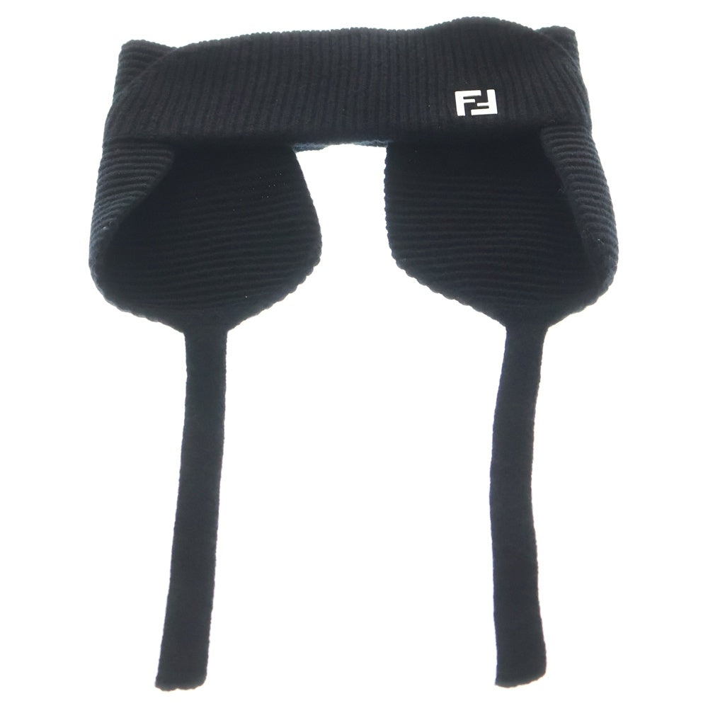 FENDI(フェンディ) EARMUFFS FFロゴ ウールニットイヤーマフ 耳当て ブラック FXQ884 APWO レディース