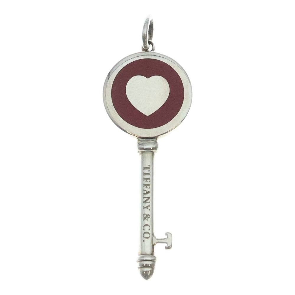TIFFANY & Co.(ティファニー) ENAMEL HEART KEY PENDANT エナメルハート キーペンダント シルバー/レッド レディース