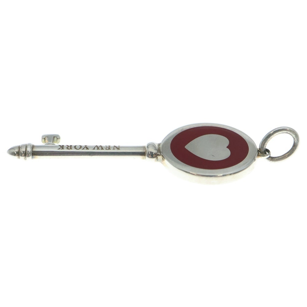 TIFFANY & Co.(ティファニー) ENAMEL HEART KEY PENDANT エナメルハート キーペンダント シルバー/レッド レディース