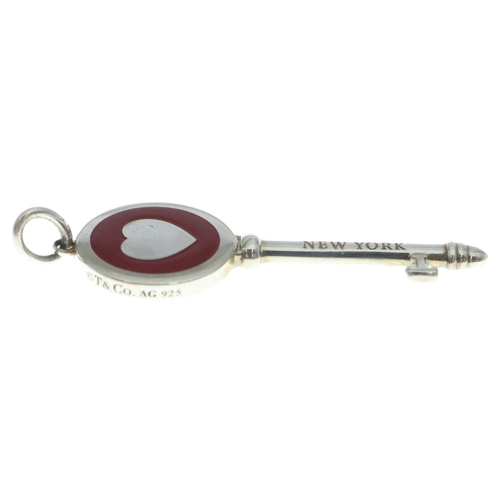 TIFFANY & Co.(ティファニー) ENAMEL HEART KEY PENDANT エナメルハート キーペンダント シルバー/レッド レディース