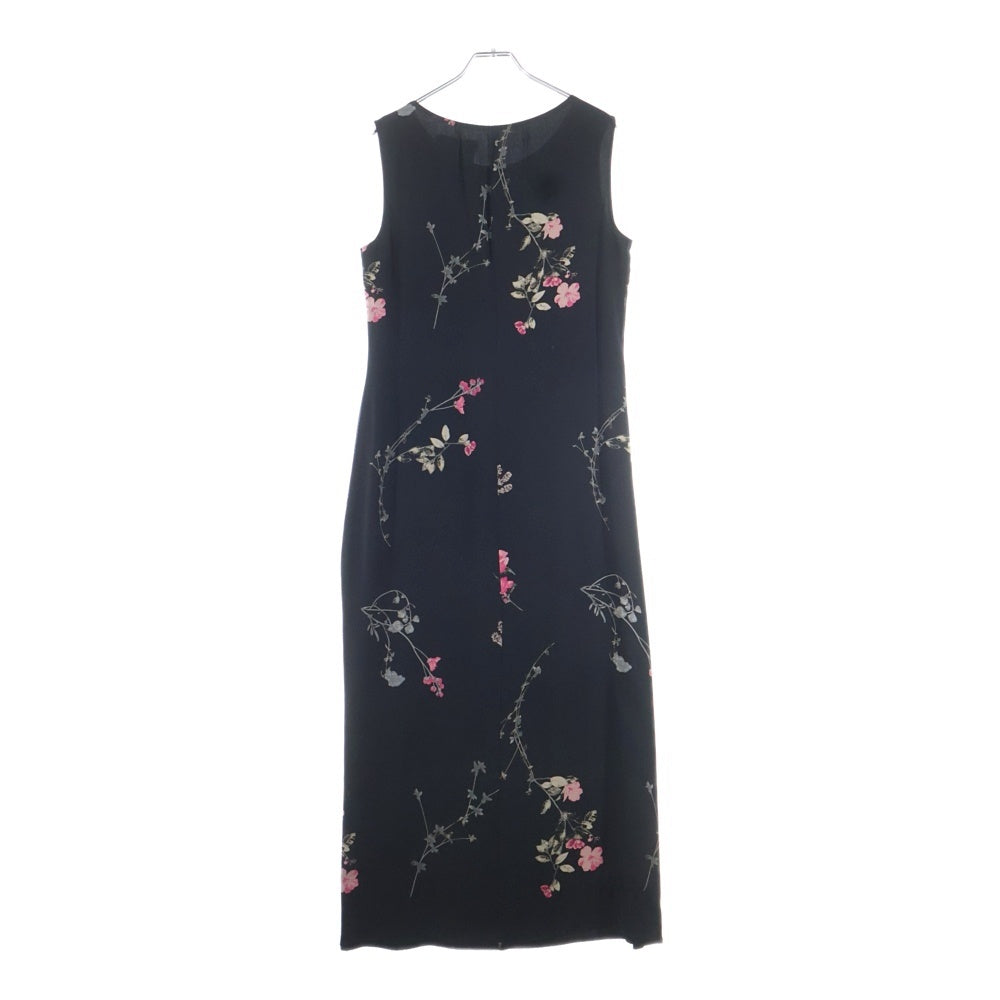 Max Mara(マックスマーラ) ピュアシルク 花柄 ノースリーブ ロングワンピース レディース ブラック