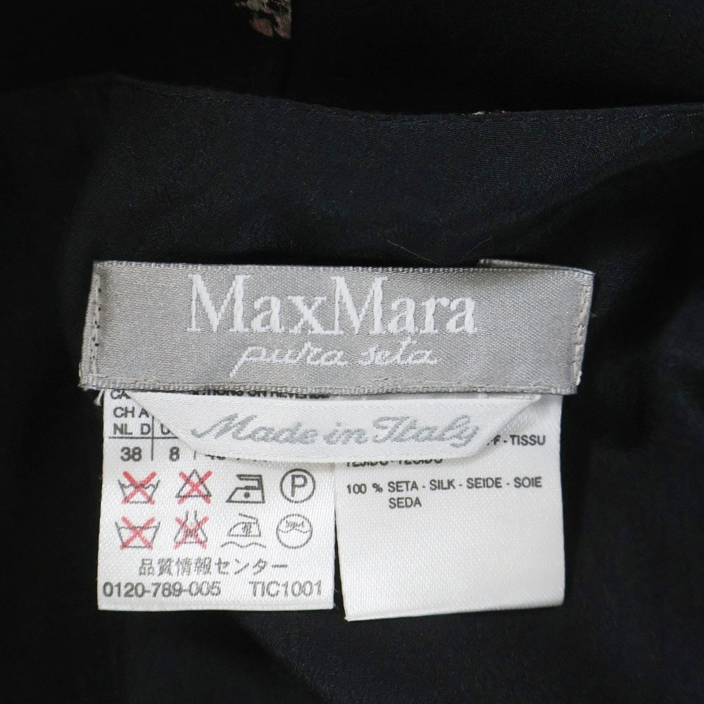 Max Mara(マックスマーラ) ピュアシルク 花柄 ノースリーブ ロングワンピース レディース ブラック