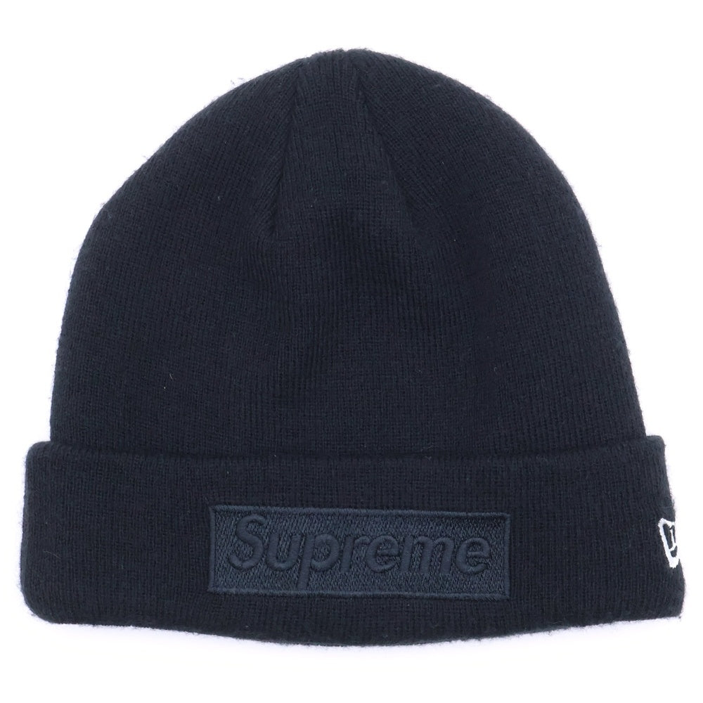 SUPREME(シュプリーム) ×New Era 14AW Tonal Box Logo Beanie ニューエラ トーナルボックスロゴ ビーニーニットキャップ ブラック