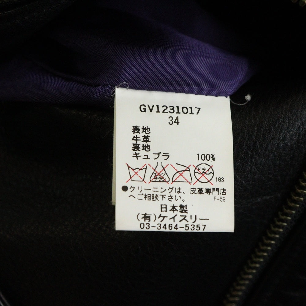 G.V.G.V.(ジーヴィジーヴィ) ×BLACK MEANS ブラックミーンズ ダブルライダースジャケット ブラック GV1231017 レディース