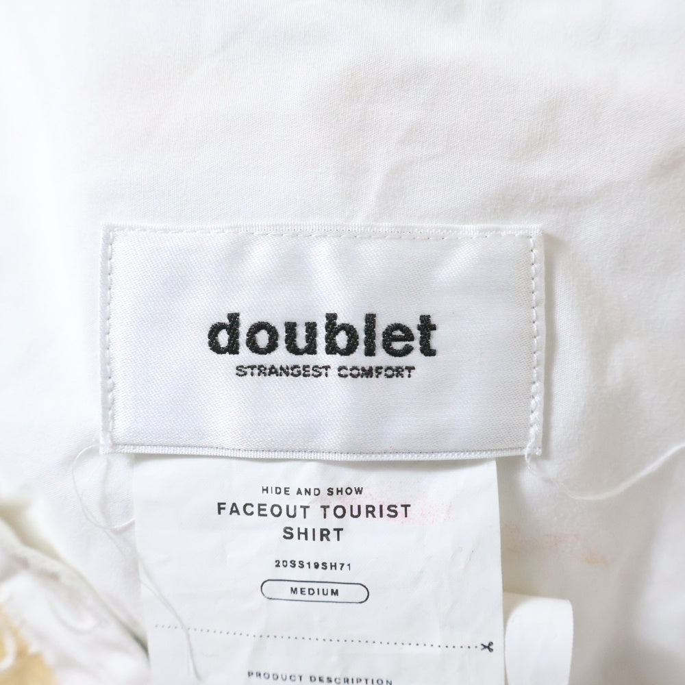 doublet(ダブレット) 20SS FACEOUT TOURIST SHIRT フェイスアウト ツーリスト レギュラーカラー ロングスリーブ 長袖シャツ ブラウン/ホワイト 20SS195SH71