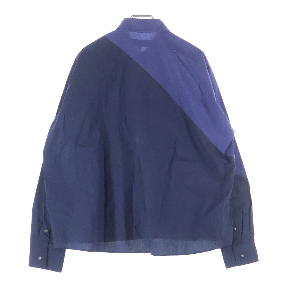 ANSEASON ANREALAGE(アンシーズンアンリアレイジ) バイアス切り替え バイカラー ロングスリーブ コットン 長袖シャツ ネイビー