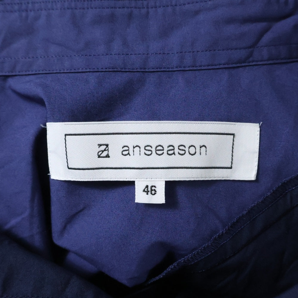 ANSEASON ANREALAGE(アンシーズンアンリアレイジ) バイアス切り替え バイカラー ロングスリーブ コットン 長袖シャツ ネイビー