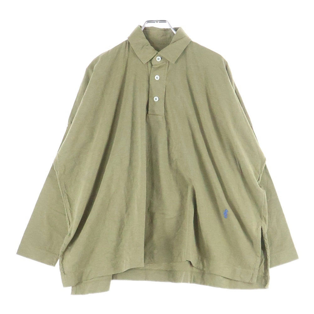 45RPM(フォーティーファイブアールピーエム) コットン オーバーサイズ 長袖ポロシャツ カーキ 50270381-62-00