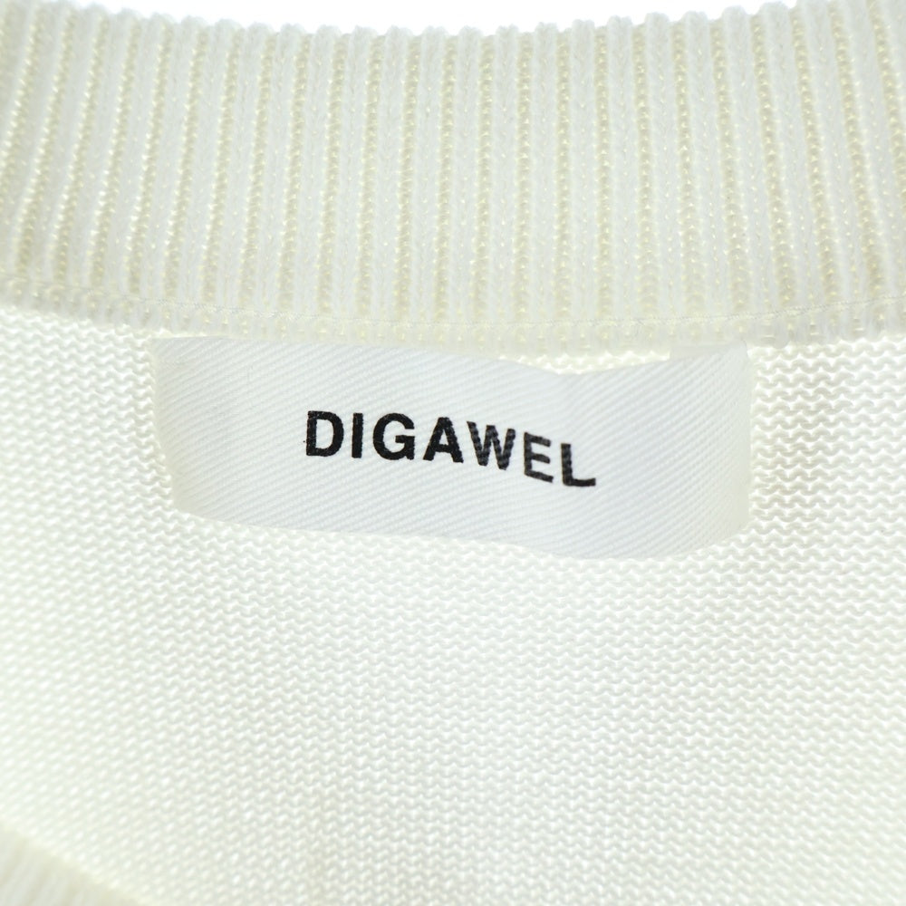 DIGAWEL(ディガウェル) Border Sweater リブ クルーネック ボーダーニットスウェット セーター ブルー/ホワイト