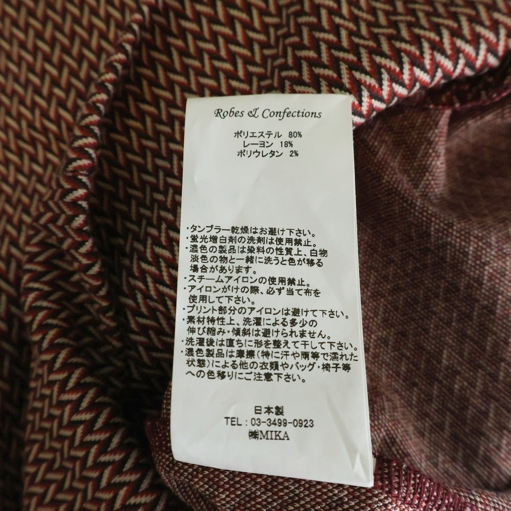 Robes&Confections(ローブスコンフェクションズ) 22AW Herringbone Jacquard Jersey High Neck T-shirt ヘリンボーン ジャガード ジャージーハイネック 長袖Tシャツ カットソー レッド HRC-T02-511