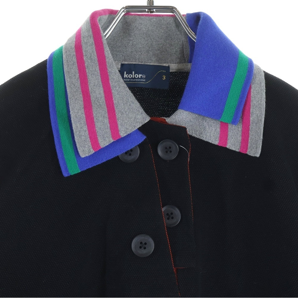 kolor(カラー) 23AW ドッキングカラー コットン 長袖ポロシャツ ブラック 23WCL-T02203