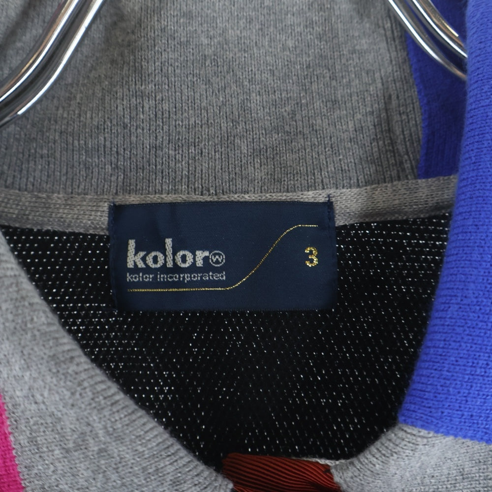 kolor(カラー) 23AW ドッキングカラー コットン 長袖ポロシャツ ブラック 23WCL-T02203