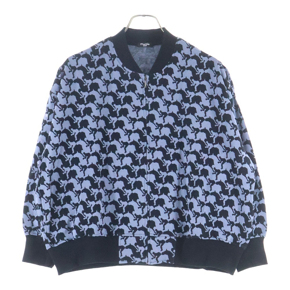 MARBLE SUD(マーブルシュッド) 人と馬 総柄 ニット ジャケット ネイビー 06CF002048