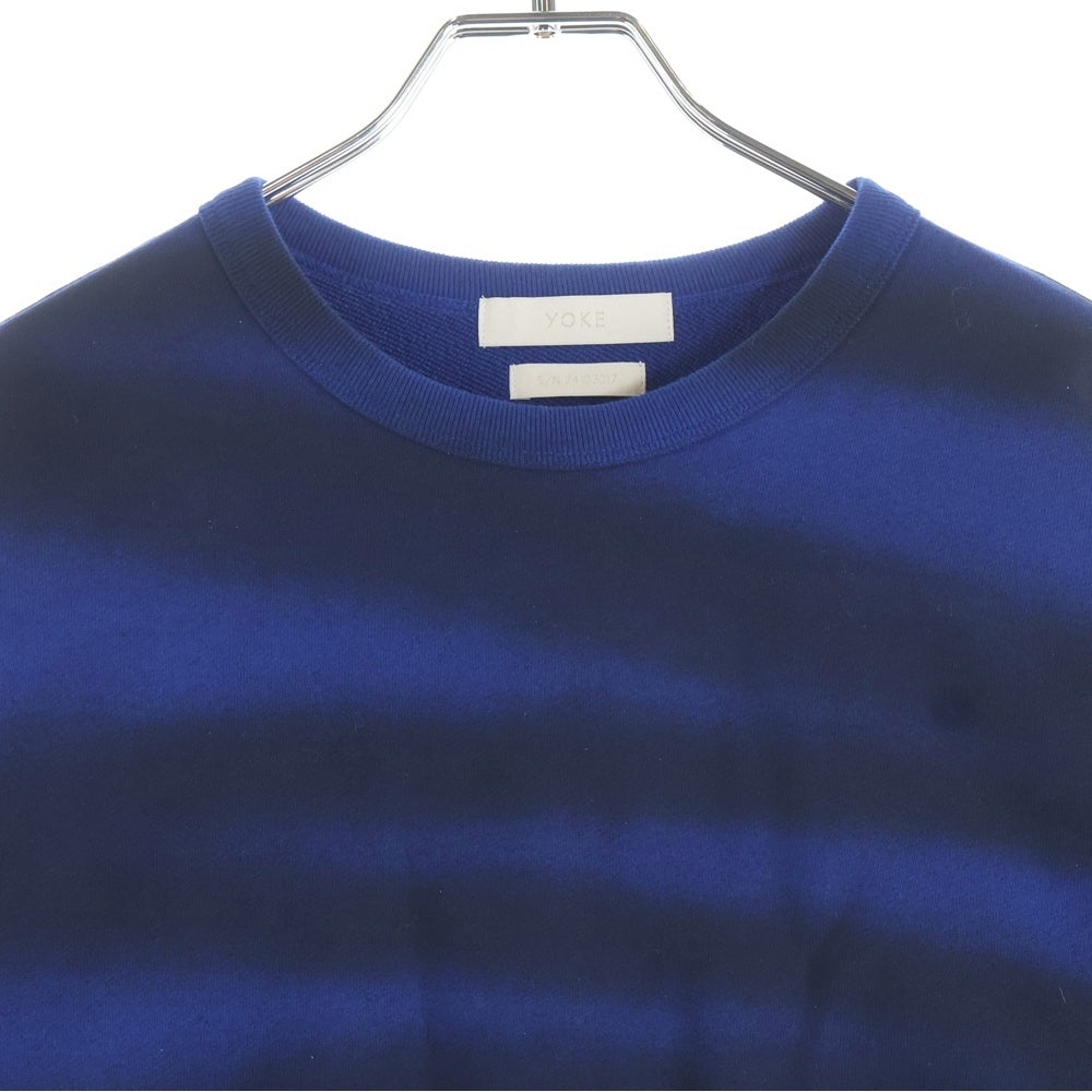 YOKE(ヨーク) 24SS Spray Printed Sweat Shirt スプレープリンテッド スウェットシャツ トレーナー ブルー/ブラック YK24SS0665CS