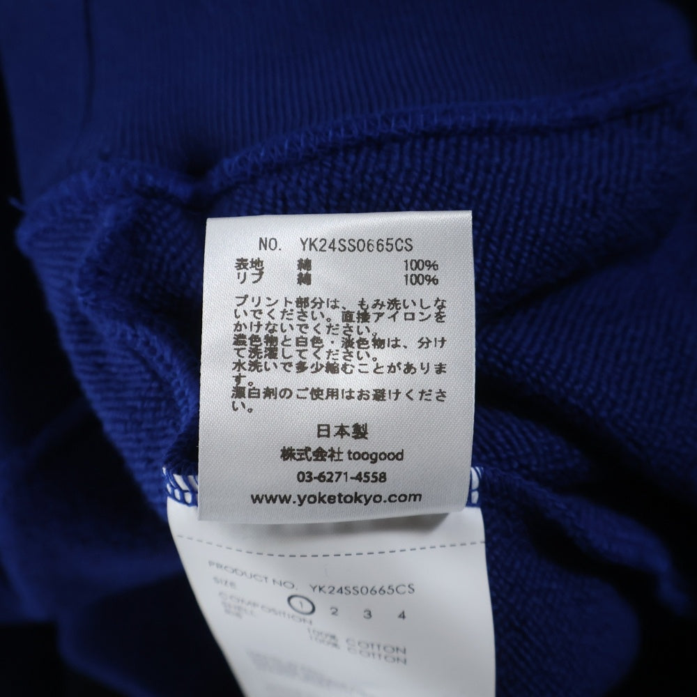 YOKE(ヨーク) 24SS Spray Printed Sweat Shirt スプレープリンテッド スウェットシャツ トレーナー ブルー/ブラック YK24SS0665CS