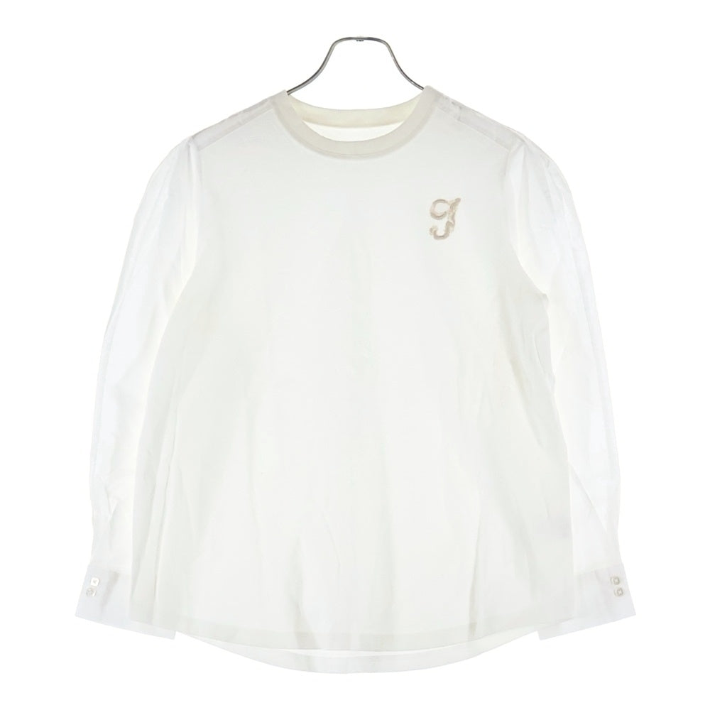 NO BRAND(ノーブランド) ANDHUE アンドヒュー シャツ切替 クルーネック 長袖Tシャツ カットソー ホワイト 13285039