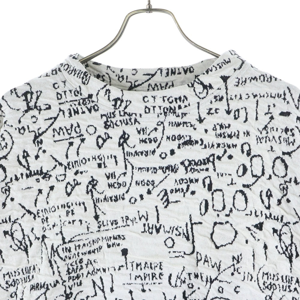 NO BRAND(ノーブランド) 慈雨 ジウ コットン混 総柄 オーバーサイズ 長袖Tシャツ カットソー ホワイト 12222184
