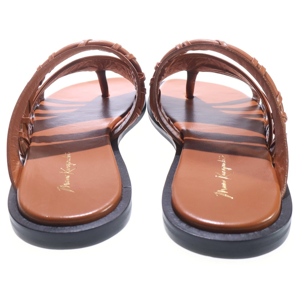 Mame Kurogouchi(マメ クロゴウチ) 23SS Plait Detailed Leather Sandals プレイトディティール レザーサンダル レディース ブラウン MM23SS-AC307