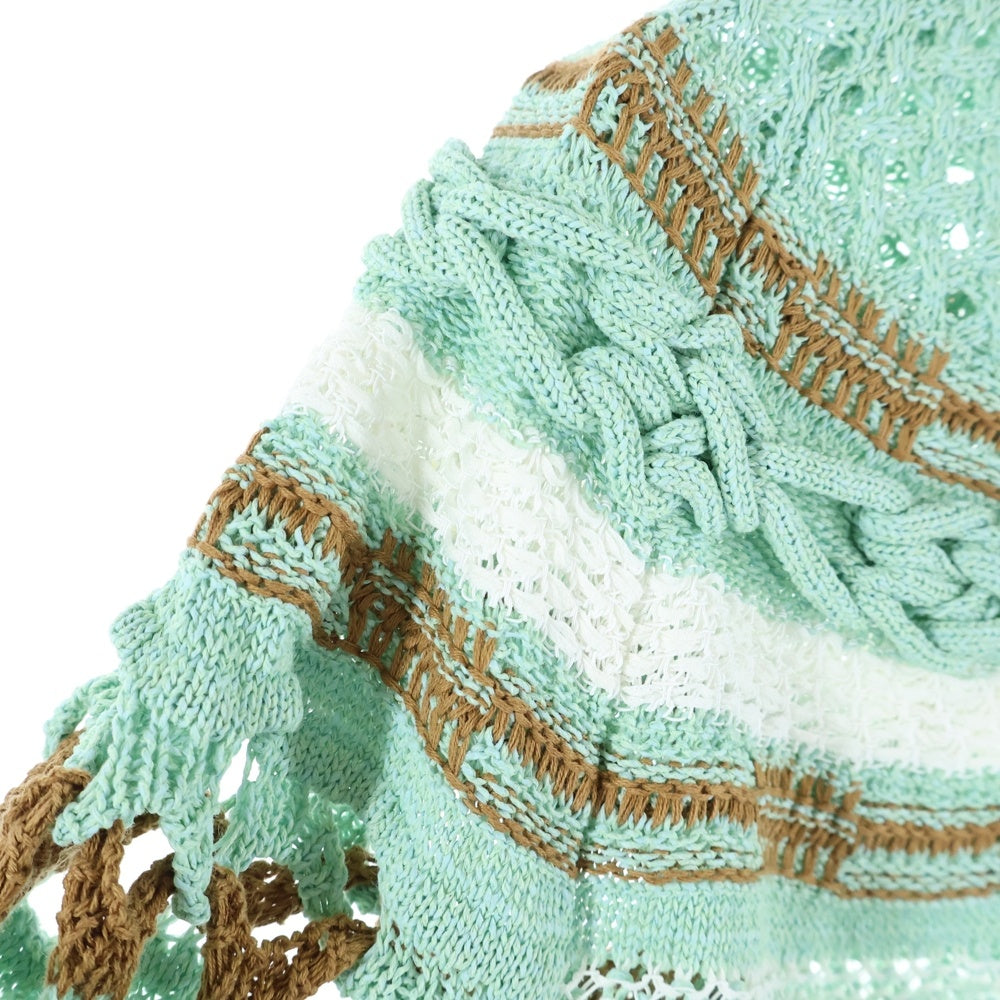 Mame Kurogouchi(マメ クロゴウチ) 23SS Bamboo Basket Pattern Knitted Cardigan バンブーバスケットパターン ニットカーディガン レディース グリーン MM23SS-KN035