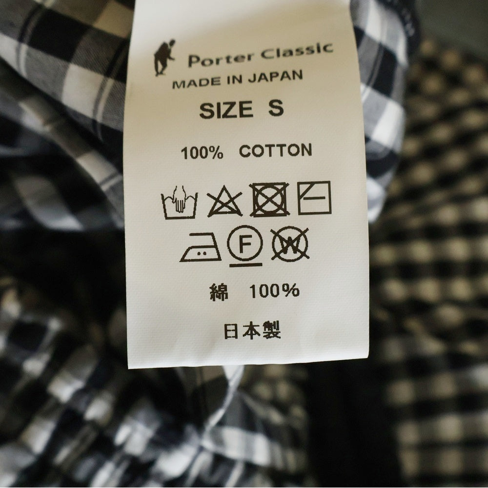 Porter Classic(ポータークラシック) GINGHAM CHECK PEACE PANTS ギンガムチェック ピース ドローストリング パンツ ブラック
