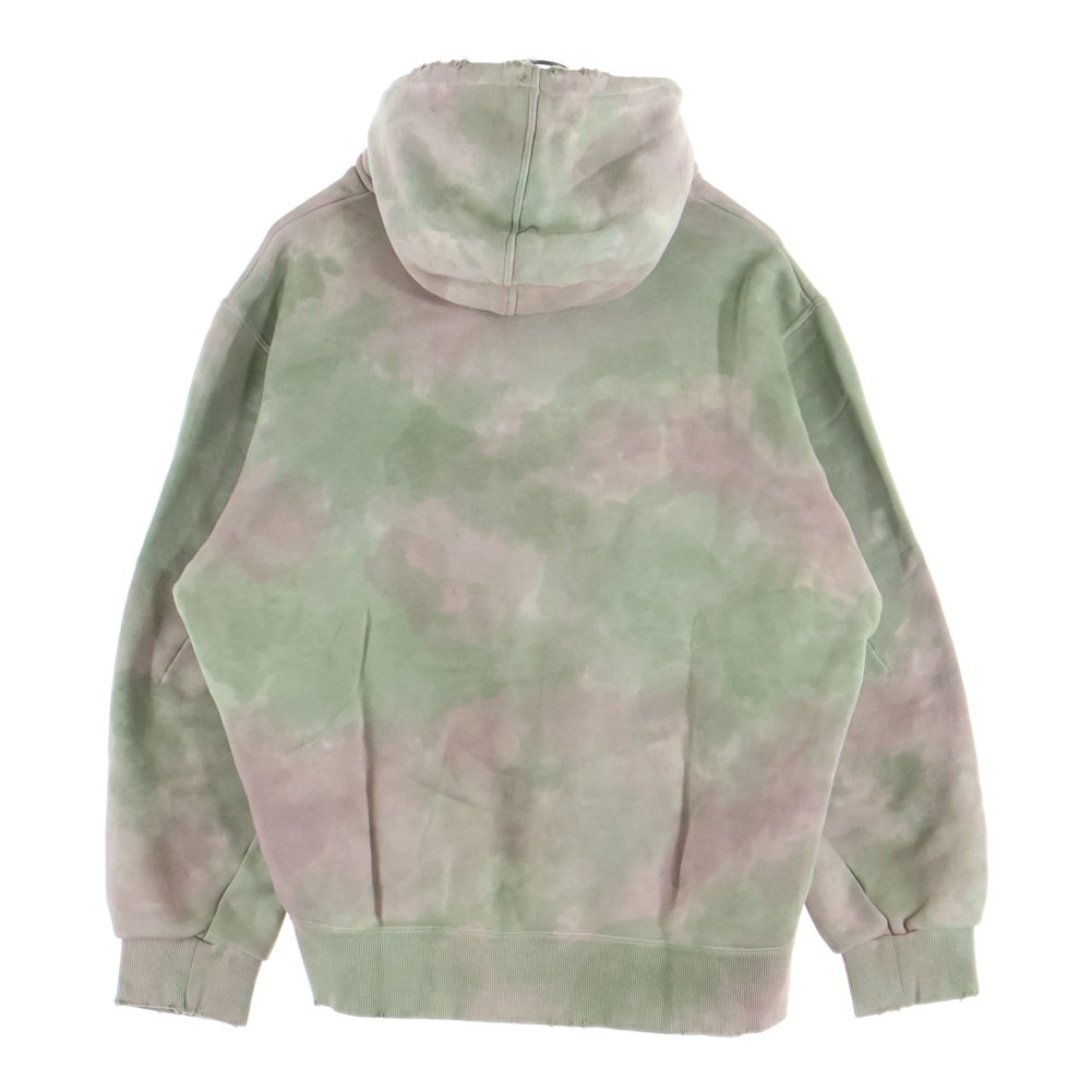 doublet(ダブレット) 22SS WASTE VEGETABLE DYED HOODIE ウエストベジタブルダイ プルオーバーフーディー パーカー スウェット グリーン/ピンク 22SS28CS209