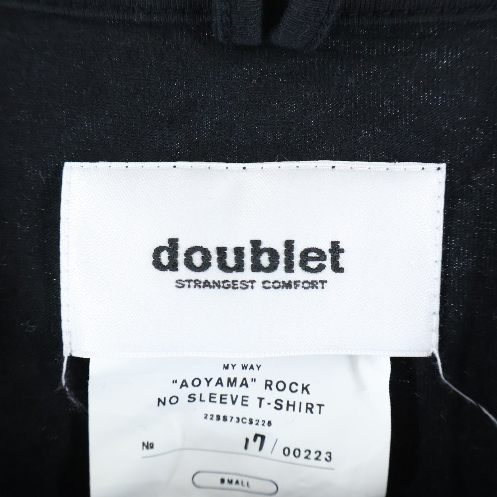 doublet(ダブレット) 22SS AOYAMA ROCK NO SLEEVE T-SHIRT 洋服の青山 ロック ノースリーブTシャツ カットソー ブラック 22SS73CS225
