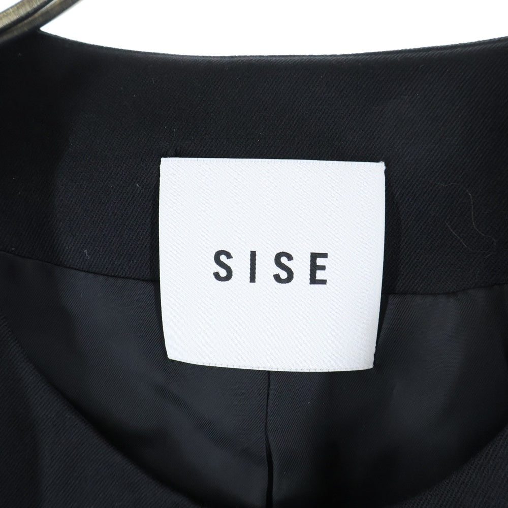 SISE(シセ) 22AW NO COLLER BLOUSON JACKET ノーカラー スナップボタン ブルゾン ジャケット ブラック NA-JK-03