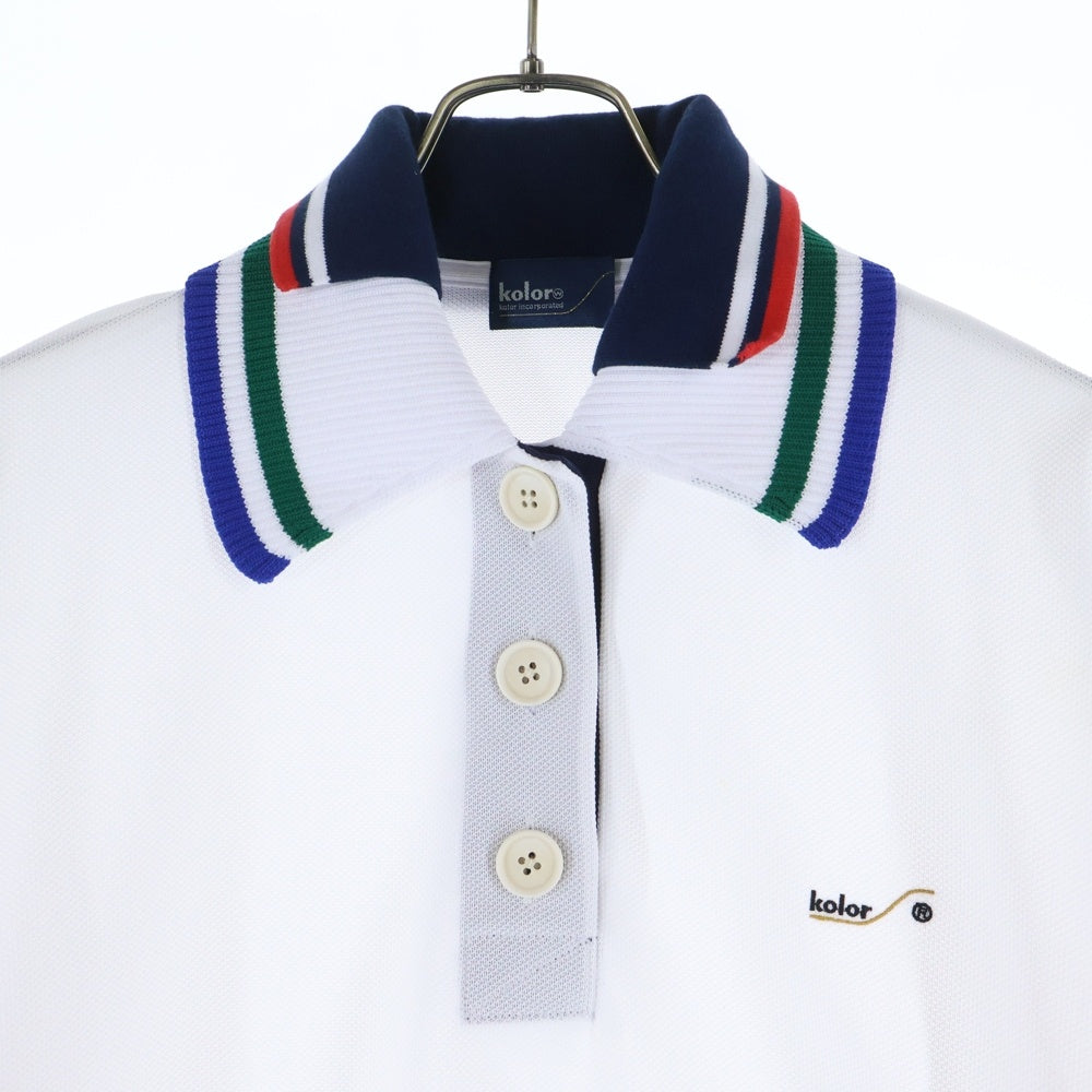 kolor(カラー) Pe鹿の子 ニットカラー 半袖ポロシャツ ホワイト 22SCL-T02202