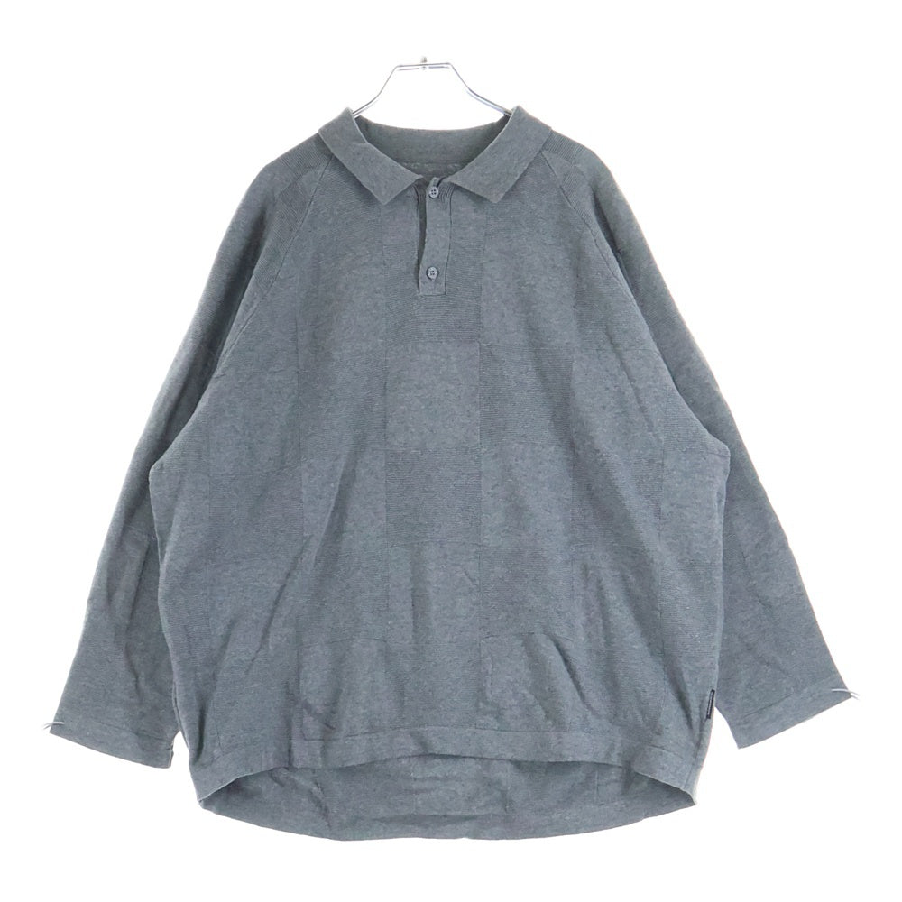 GOOPiMADE(グーピーメイド) ×AES エーイーエス ブロッキングデザイン 長袖ニットポロシャツ グレー