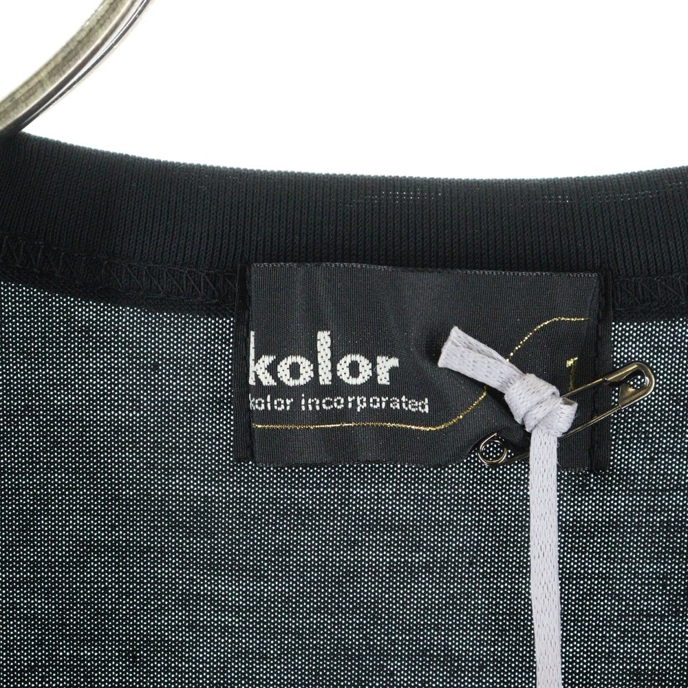 kolor(カラー) 22SS 度詰め天竺 フロントプリント 半袖Tシャツ カットソー ブラック 22SCM-T06208
