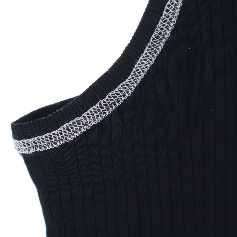 doublet(ダブレット) 22AW RIB TANK TOP リブニット ロゴチャーム タンクトップ ブラック 22AW26CS233