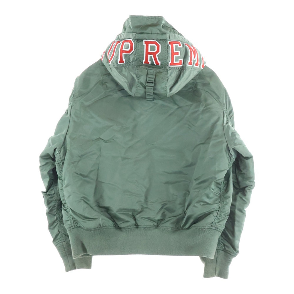 SUPREME(シュプリーム) 21AW Hooded MA-1 ナイロン フーデッド フライト ボンバージャケット カーキ