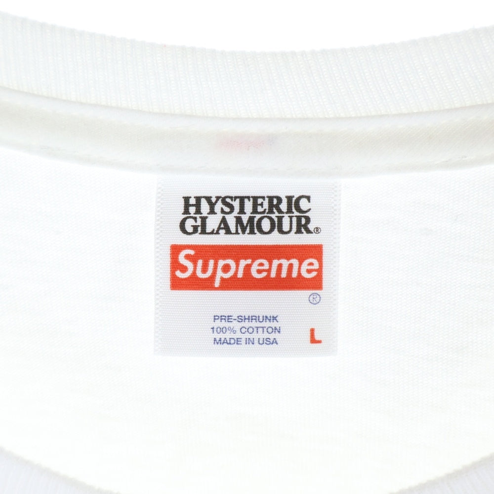 SUPREME(シュプリーム) 21SS ×HYSTERIC GLAMOUR L/S Tee ヒステリックグラマー ロゴデザイン クルーネック カットソー 長袖Tシャツ ホワイト