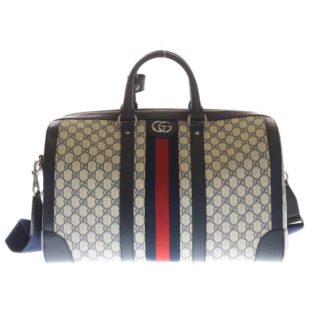 GUCCI(グッチ) オフィディア GGキャンバス ミディアム ボストンバッグ ブラック/ブラウン 715671