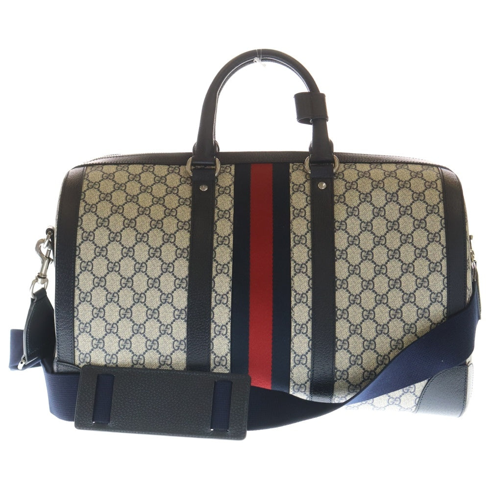 GUCCI(グッチ) オフィディア GGキャンバス ミディアム ボストンバッグ ブラック/ブラウン 715671