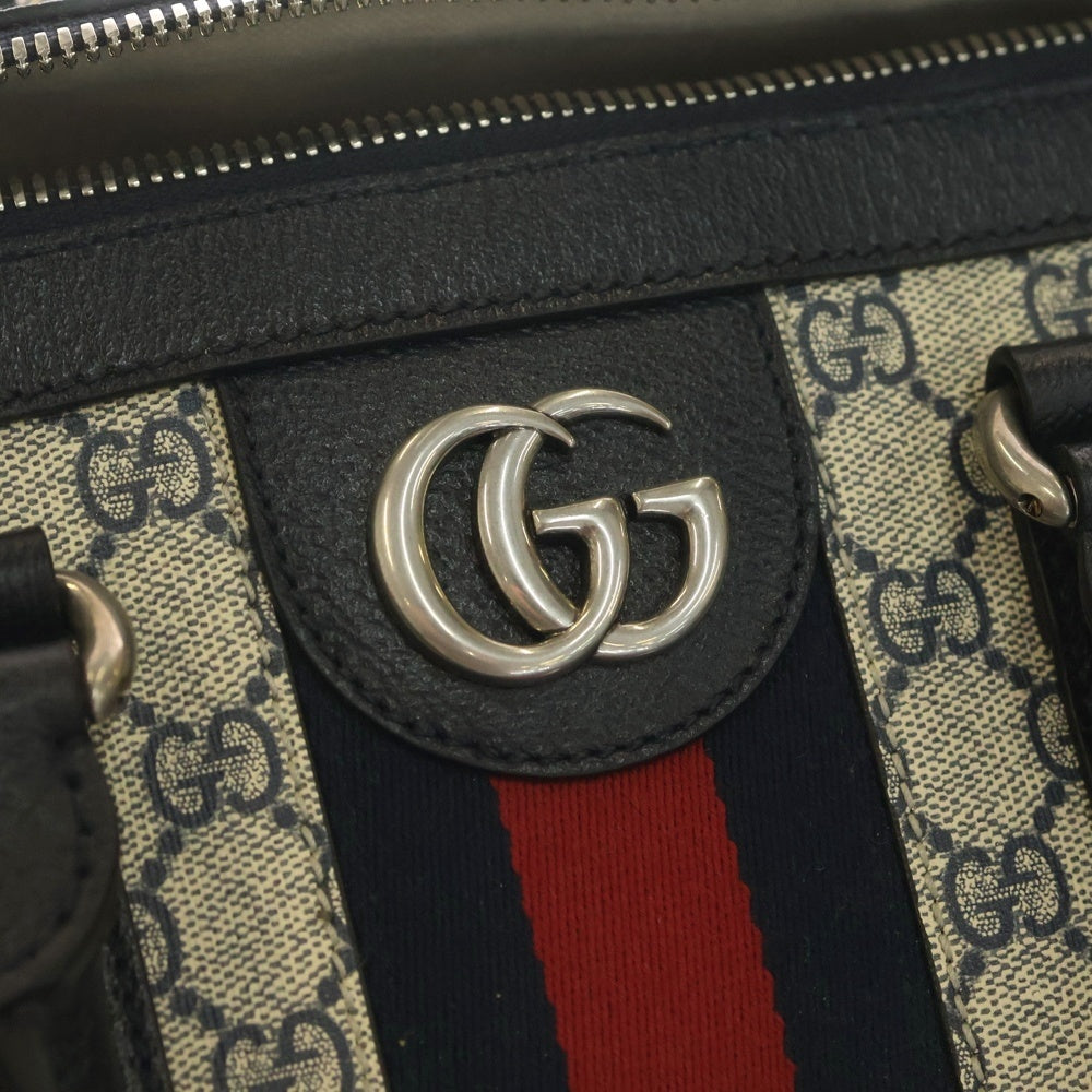 GUCCI(グッチ) オフィディア GGキャンバス ミディアム ボストンバッグ ブラック/ブラウン 715671
