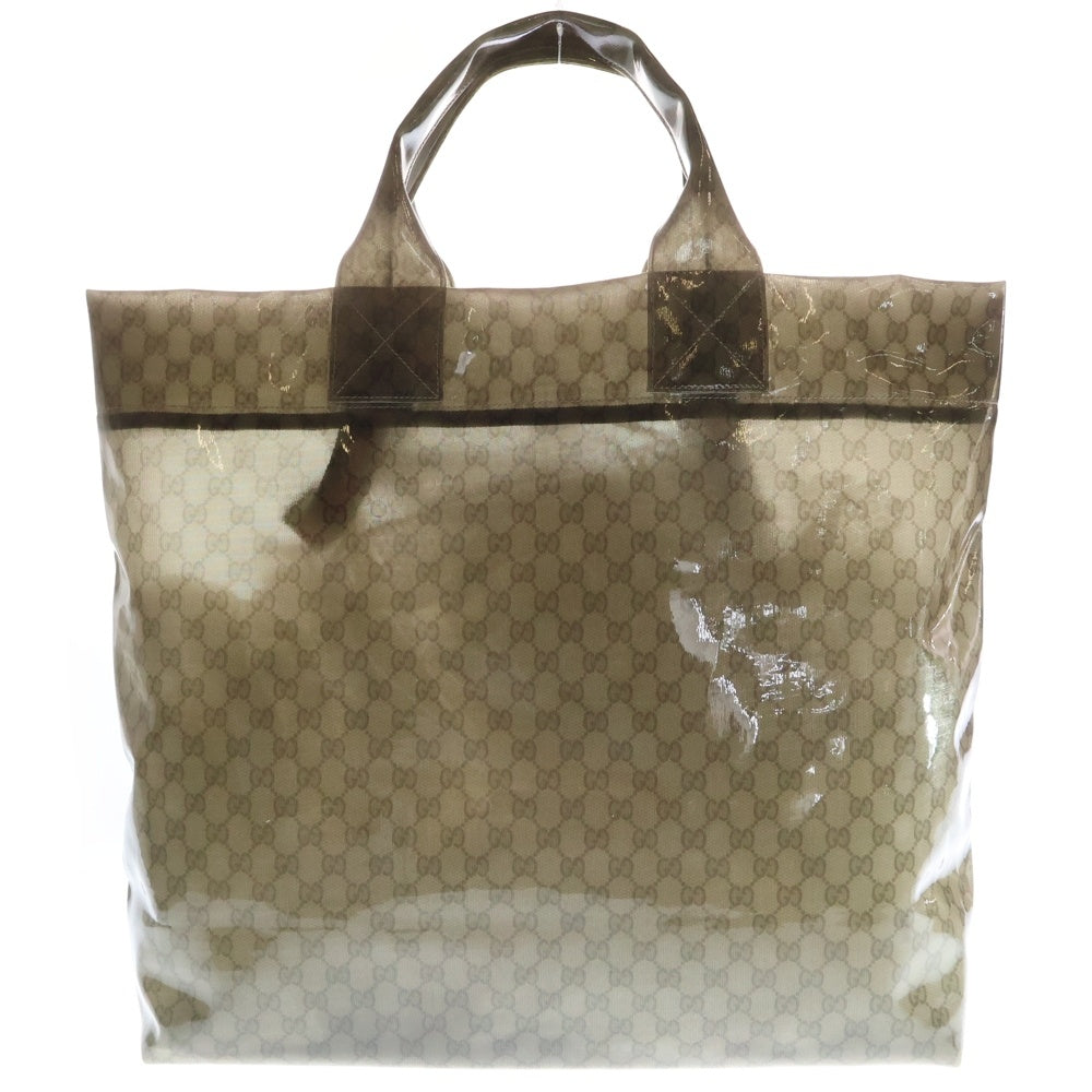 GUCCI(グッチ) GGシースルー PVC ビッグトートバッグ ブラウン 779510