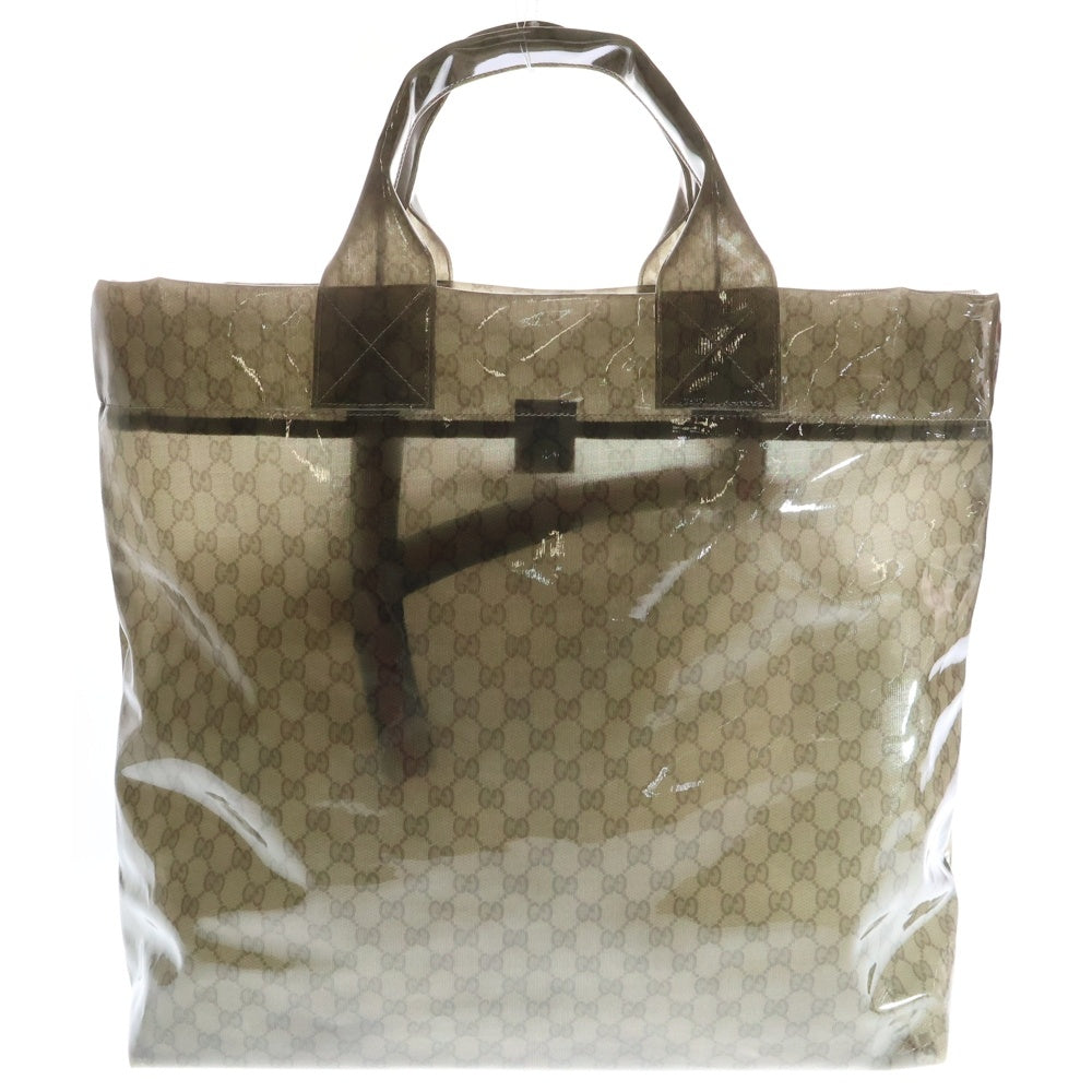 GUCCI(グッチ) GGシースルー PVC ビッグトートバッグ ブラウン 779510