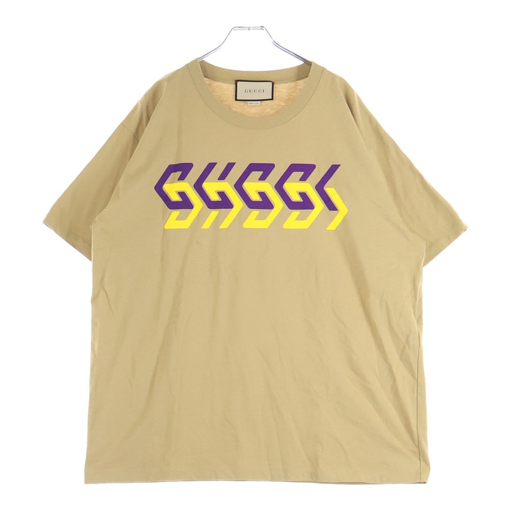 GUCCI(グッチ) 22SS ミラーロゴプリントTシャツ ベージュ 616036 XJDV9